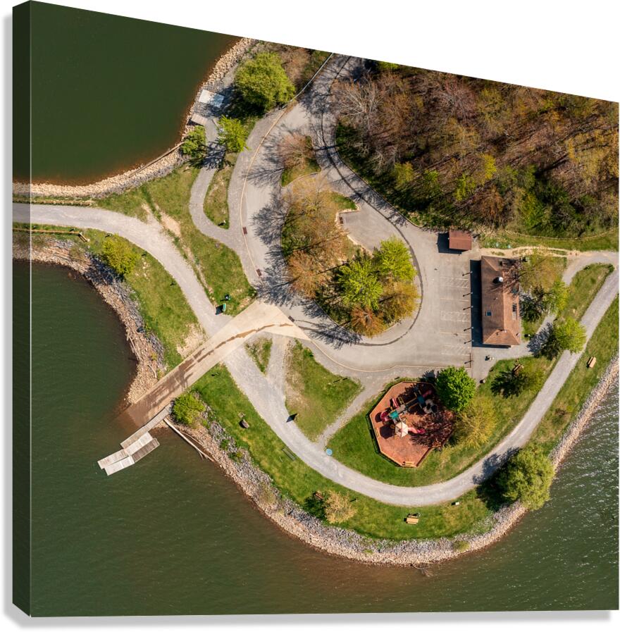 Aerial top down view of Cheat Lake Park near Morgantown  Canvas Print