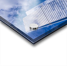 Looking up at modern buildings by brick chimney in Hudson Yards Acrylic print