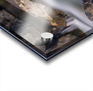 Pebbles balanced on rocks in raging river illustrating resilienc Impression Acrylique