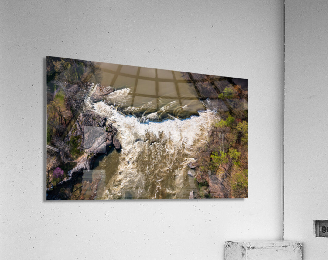 Top down over flooded Valley Falls on a bright spring morning Acrylic Print