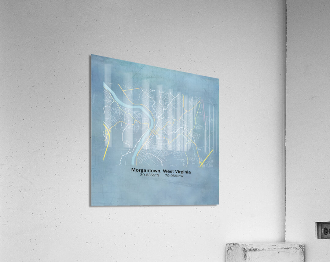 Blueprint map of the city streets of Morgantown WV Acrylic Print