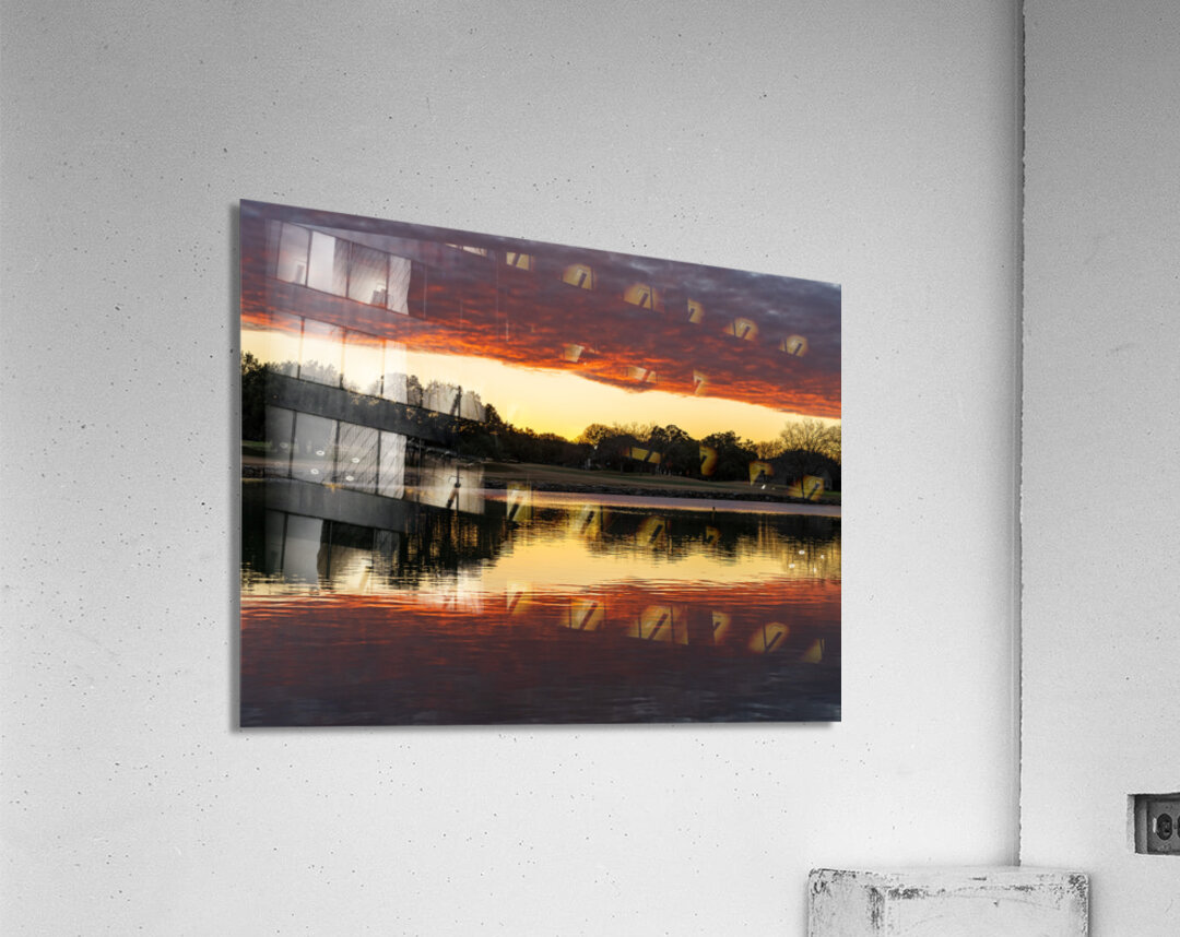 Dramatic sunset over Legacy Hills Park lake and golf course near Acrylic Print