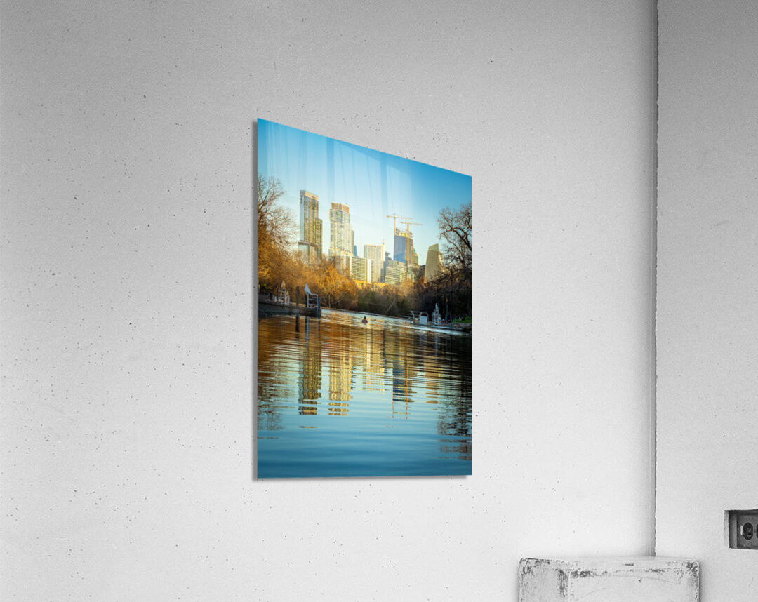 Cityscape of downtown Austin from Barton Springs Pool on New Yea Acrylic Print
