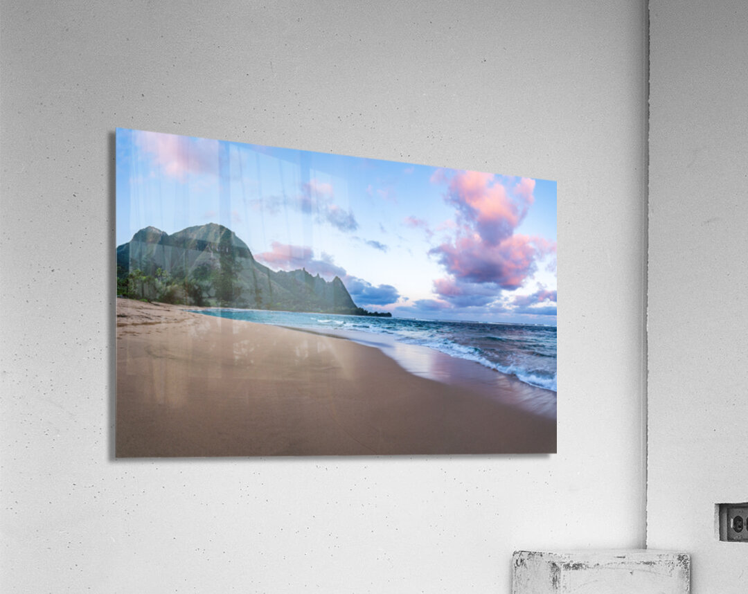 Early morning sunrise over Tunnels Beach on Kauai in Hawaii Acrylic Print