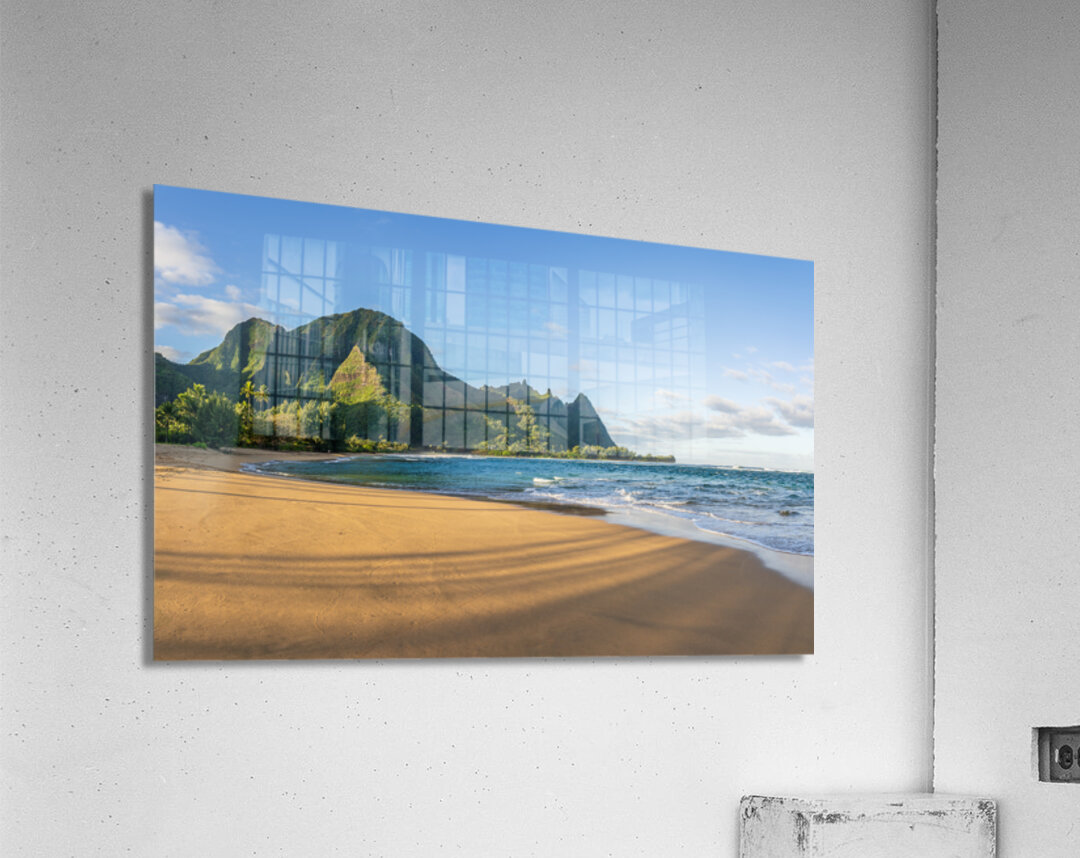 Early morning sunrise over Tunnels Beach on Kauai in Hawaii Acrylic Print