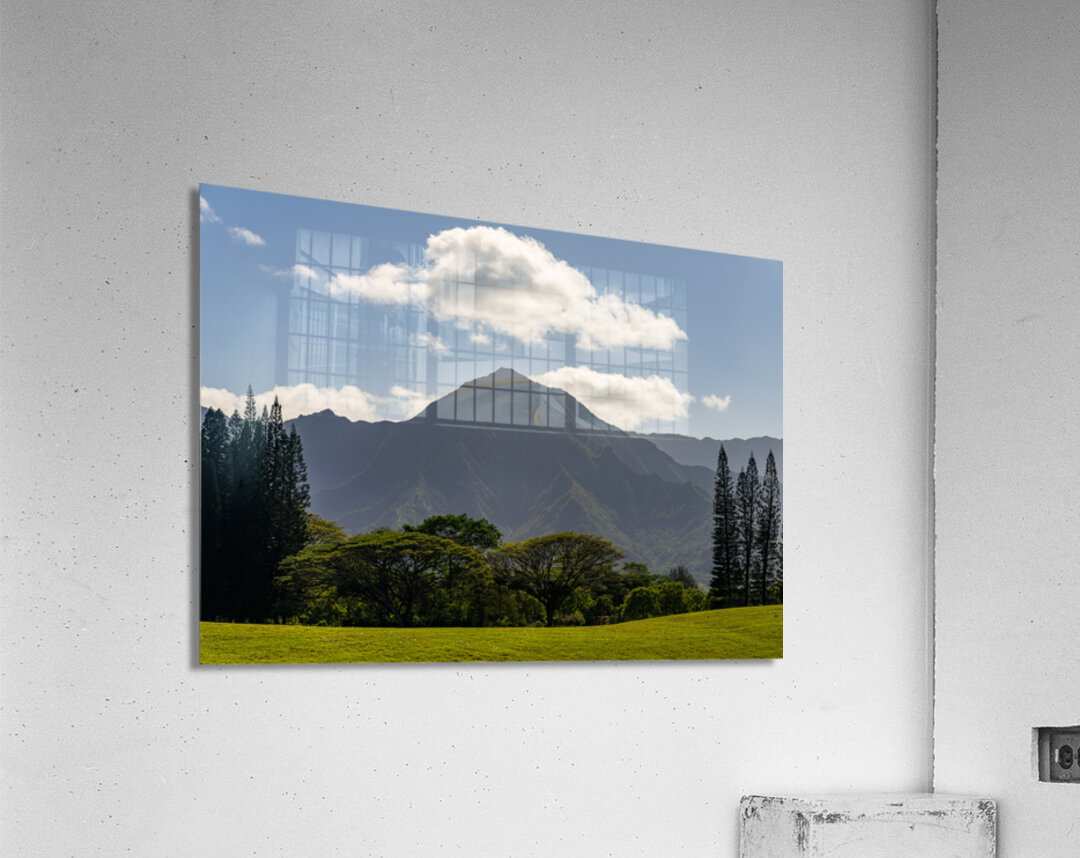 Princevilles stunning golf course with serene lake and mountain Acrylic Print