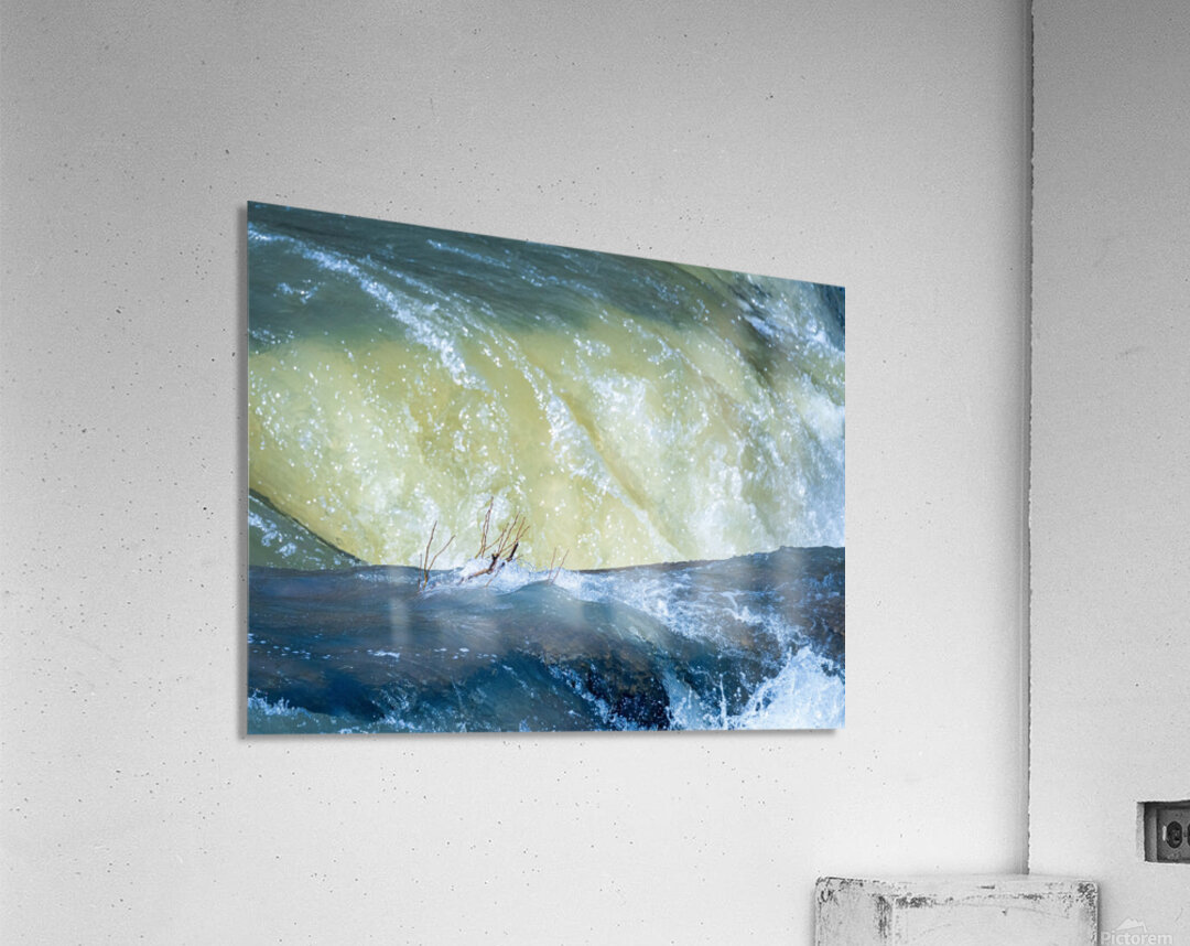 Frozen motion of raging water flowing over Valley Falls Acrylic Print