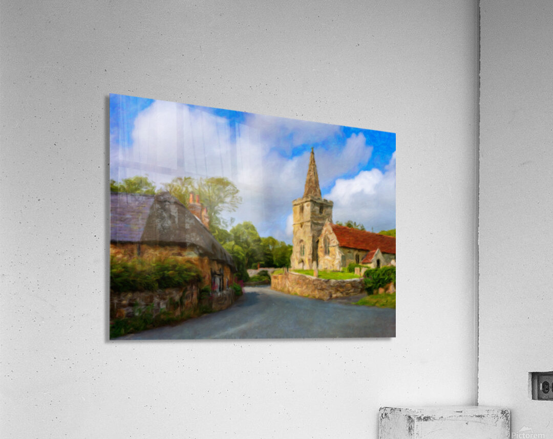 St Peters Church Shorwell Isle of Wight oil painting Impression acrylique