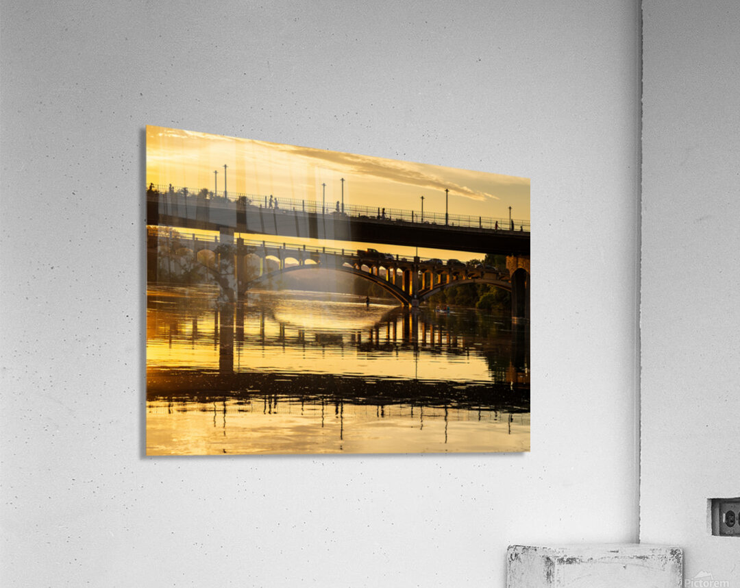 The Pfluger pedestrian bridge with the Lamar Boulevard bridge be Impression acrylique