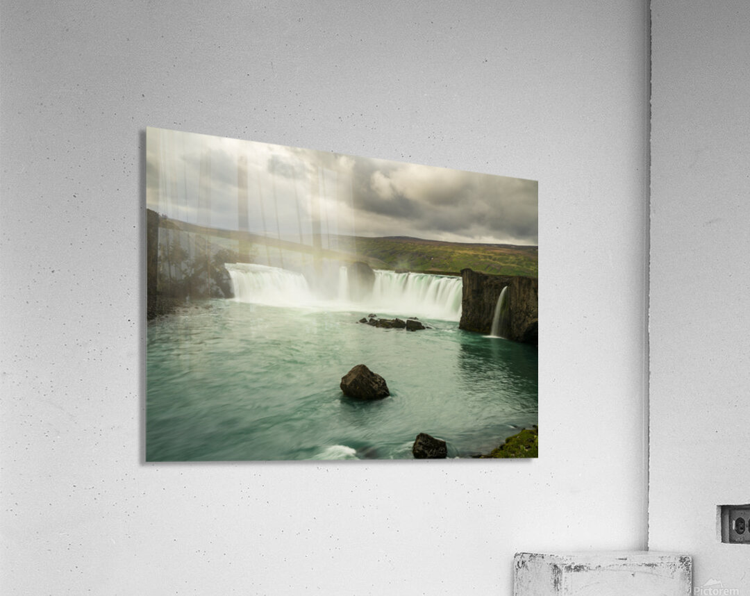 Godafoss or Waterfall of the Gods near Akureyri in Northern Ice Acrylic Print