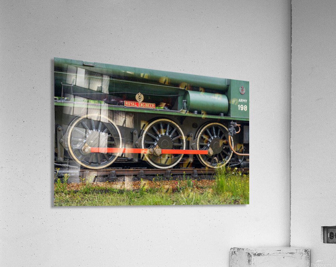 Detail of the wheels and coupling rod on the Isle of Wight Steam Impression acrylique