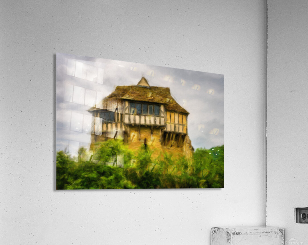 Oil painting of the 13th Century fortified manor house in Shrops Acrylic Print