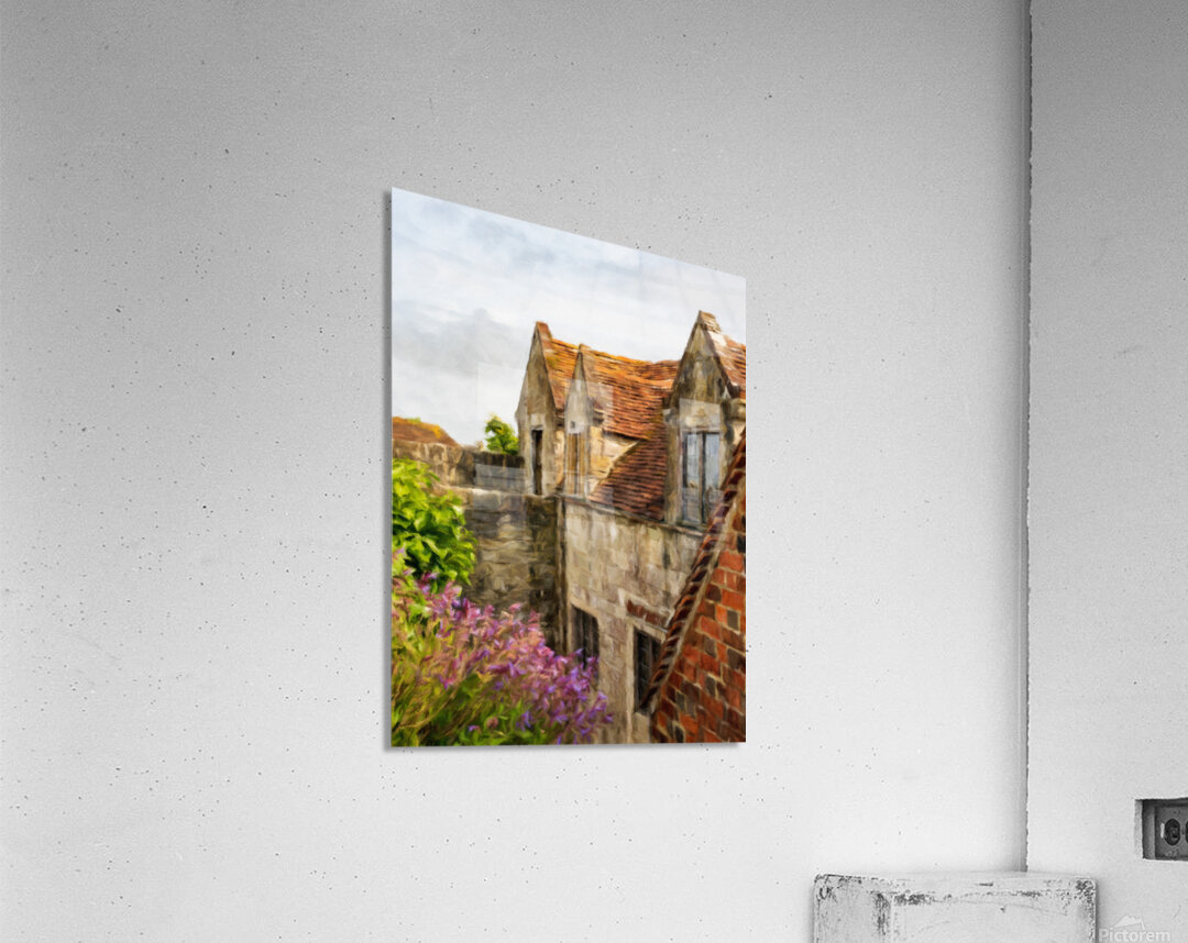 Digital oil painting of Yarmouth Castle building with red tiled  Acrylic Print