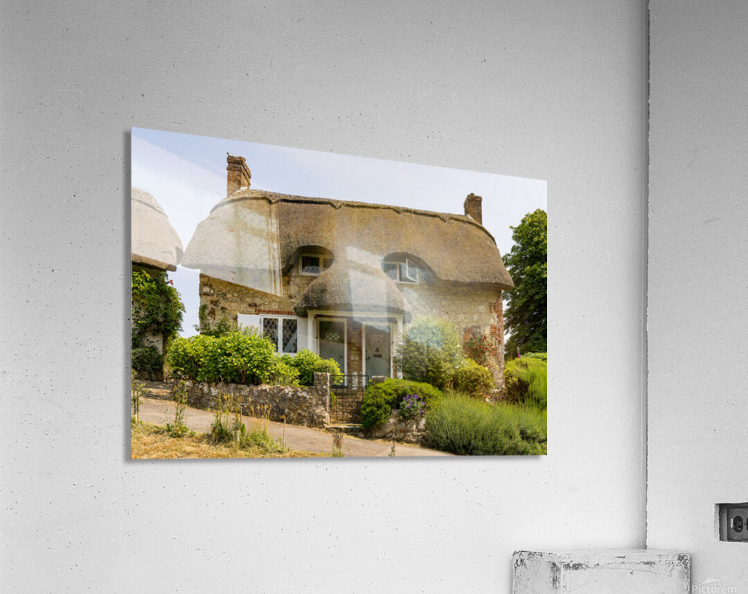 Pair of cute thatched cottages on hill in Godshill on the Isle o Acrylic Print