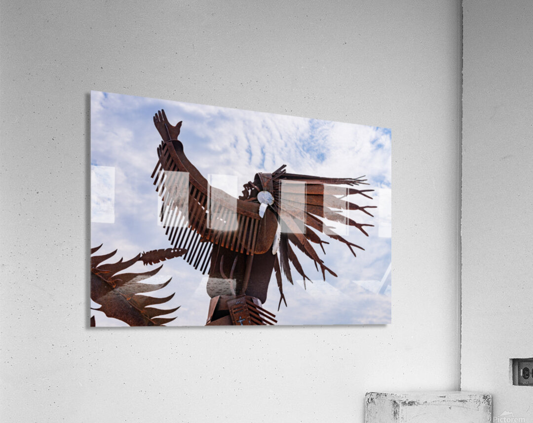 The Salmon Chief metal sculpture in Entiat City Park Washington  Acrylic Print