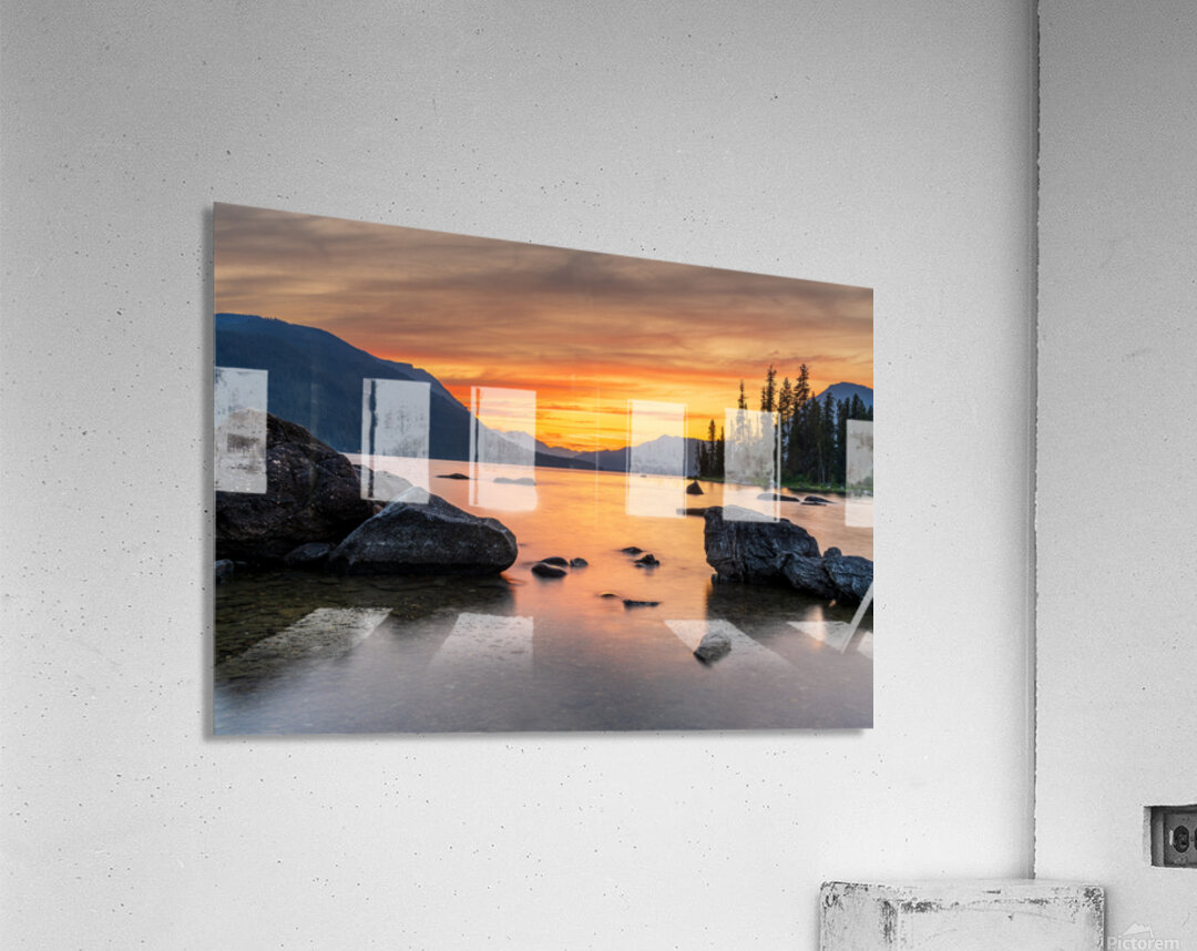 Vibrant sunset over Lake Wenatchee in the Cascade Mountains WA Acrylic Print