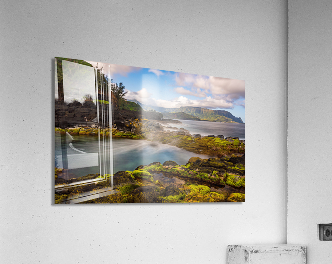 Long exposure image of the pool known as Queens Bath on  Kauai Acrylic Print