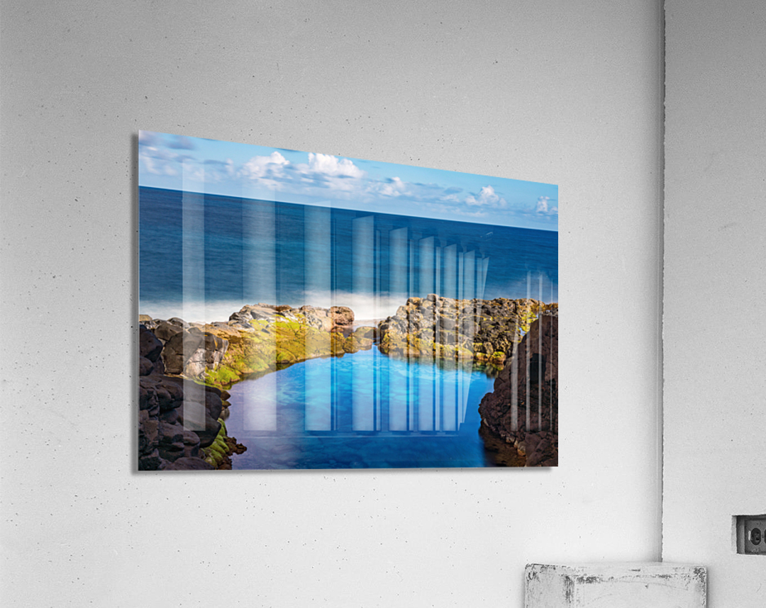 Long exposure image of Queens Bath on Kauai Acrylic Print