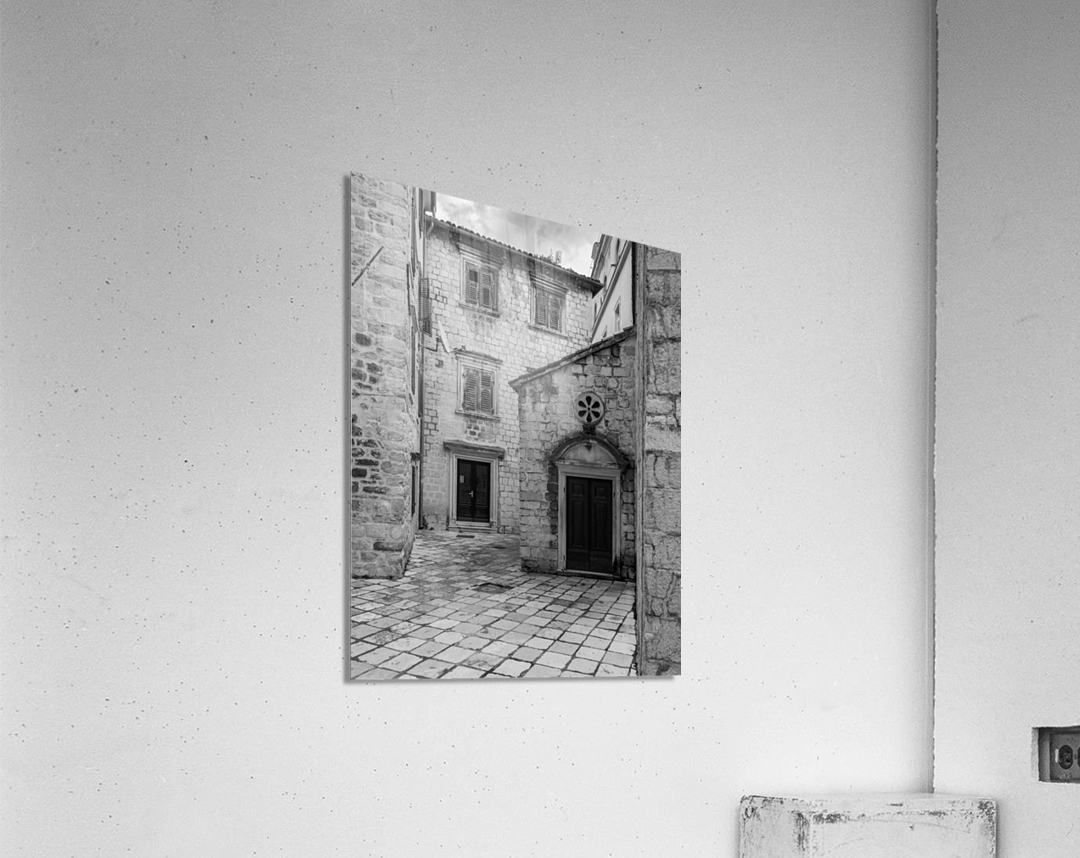 Narrow streets in Kotor in black and white Acrylic Print