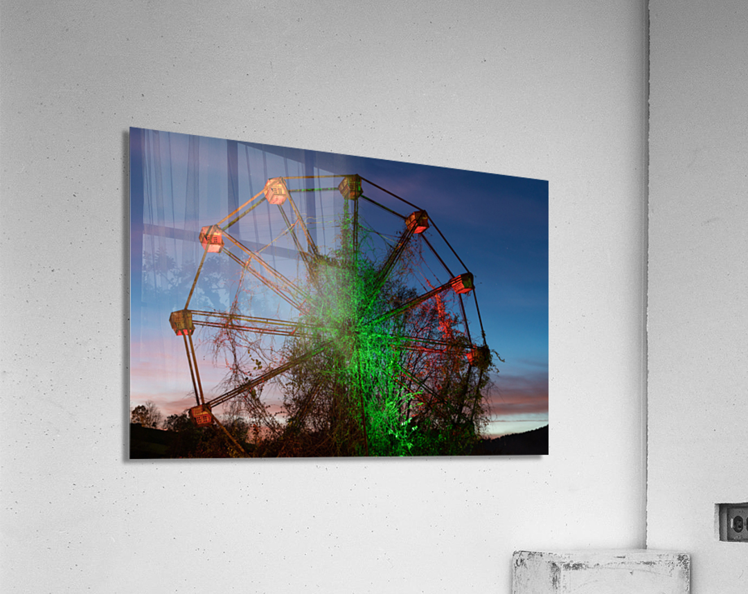 Ferris Wheel ride at abandoned funfair  Acrylic Print
