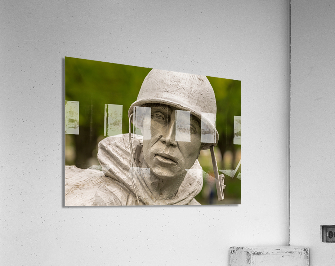 Close up of head of soldier statue in Korean War  Acrylic Print