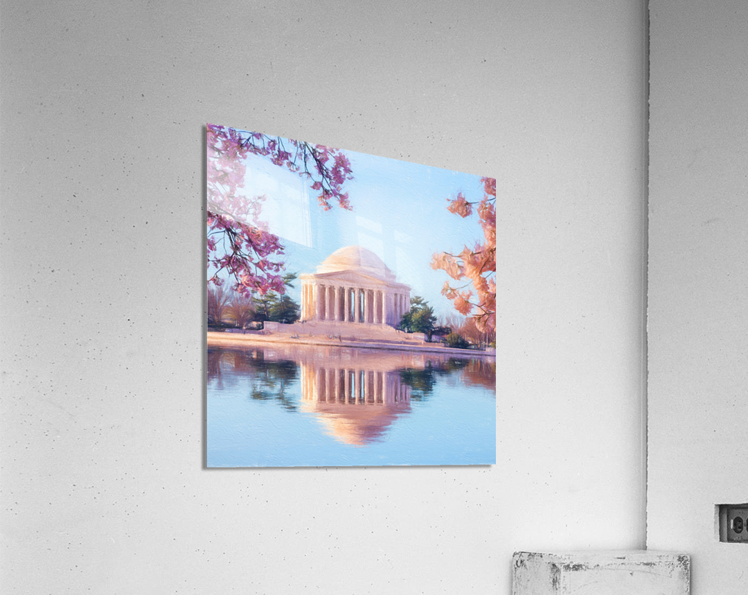 Beautiful early morning Jefferson Memorial cherry blossoms Acrylic Print