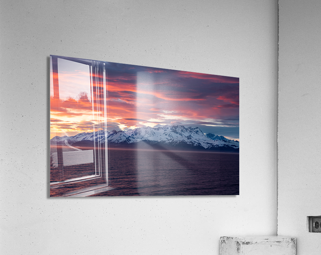 Sunset by Mt Fairweather and the Glacier Bay National Park in Al Acrylic Print