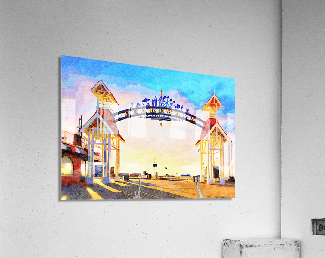 Watercolor of famous sign above Ocean City  Acrylic Print 