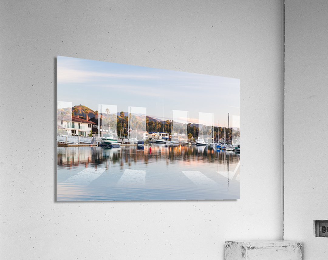 Sunrise over homes and boats ventura  Acrylic Print 