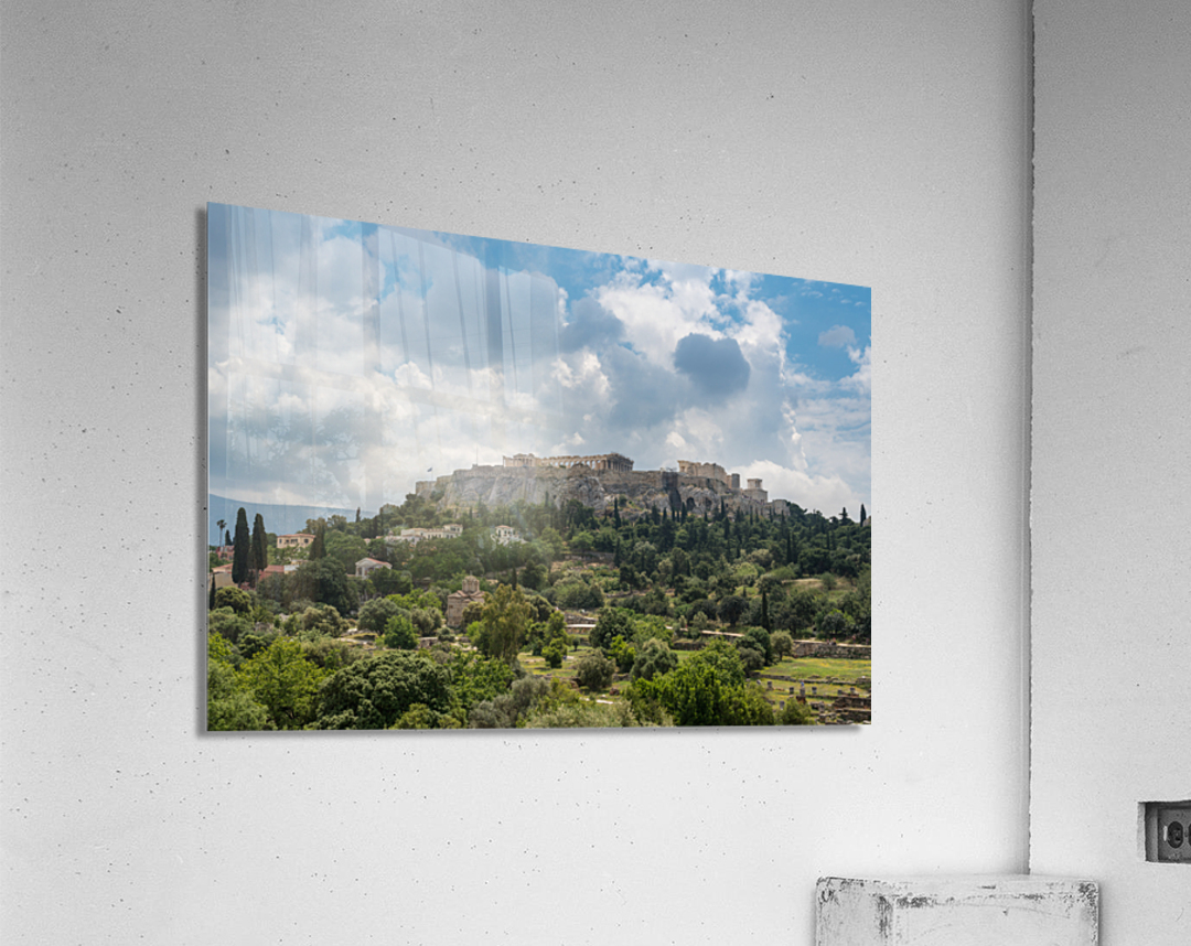 Acropolis hill rises above Greek Agora in Athens Acrylic Print