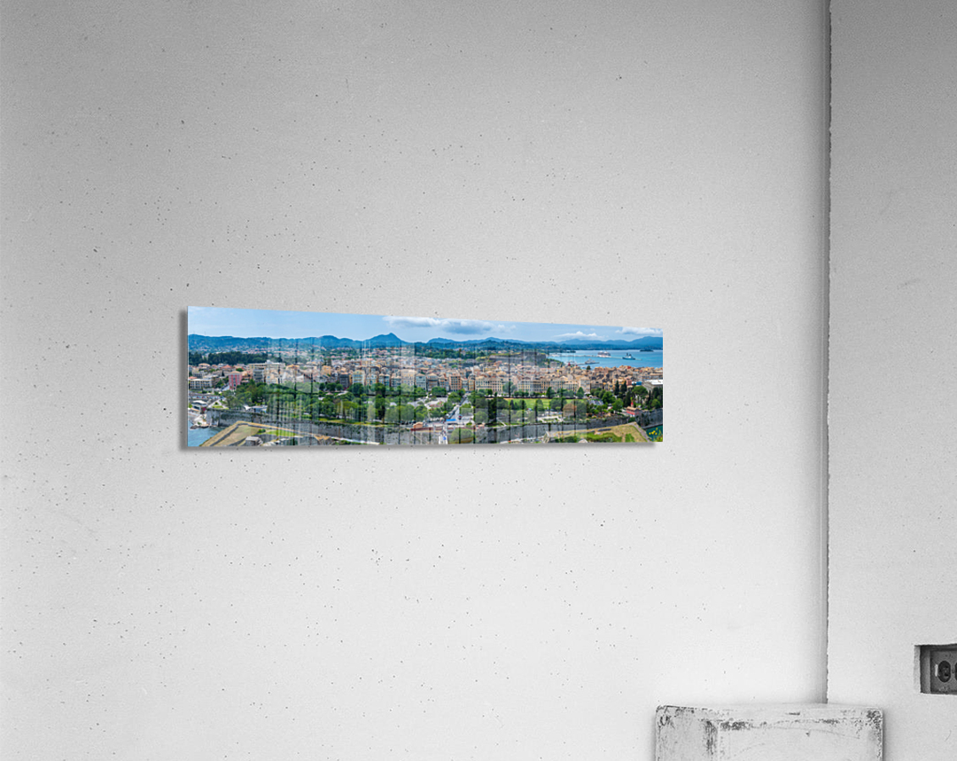 Wide panorama of  Kerkyra on island Corfu Acrylic Print