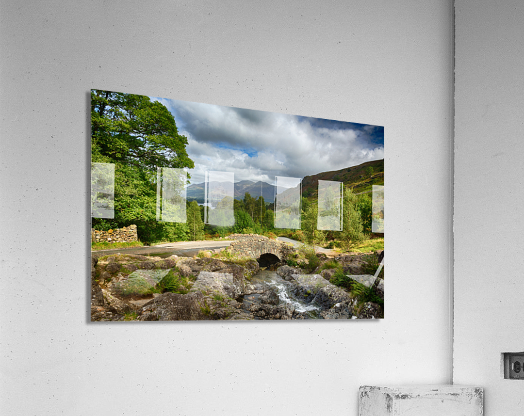 Ashness Bridge over small stream in Lake District  Acrylic Print 