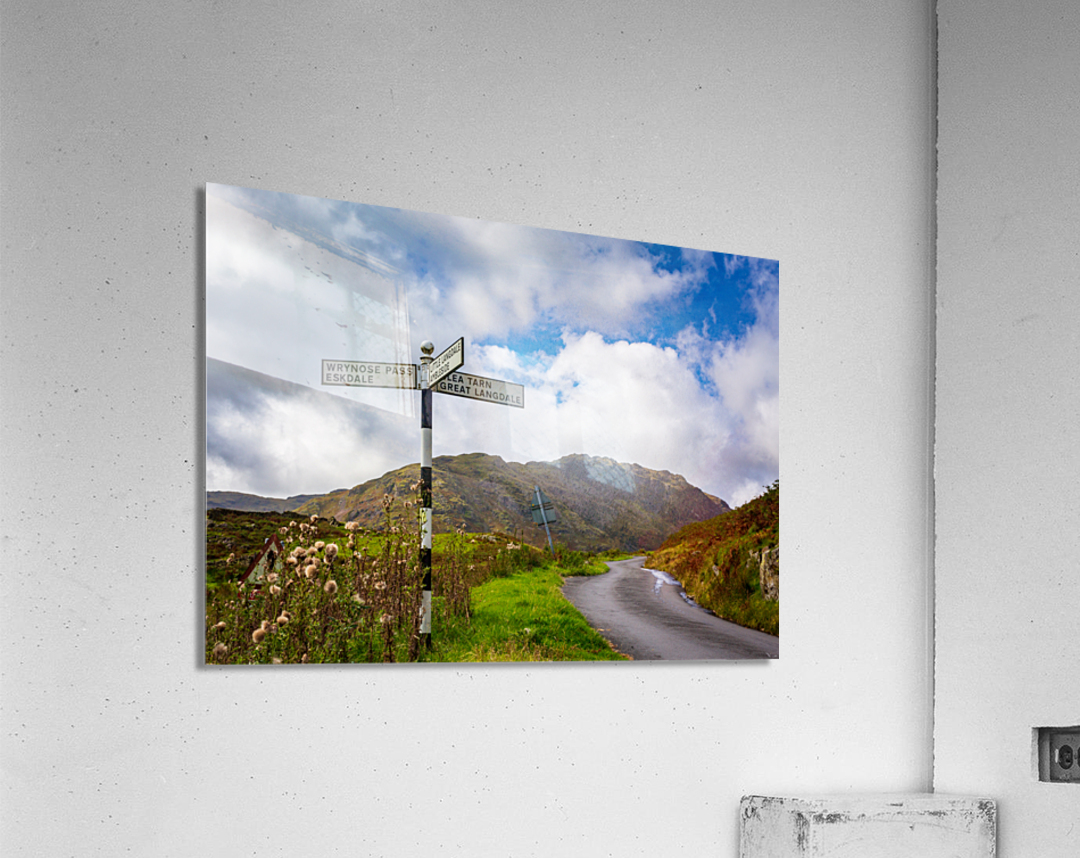 Langdale sign in english lake district Acrylic Print