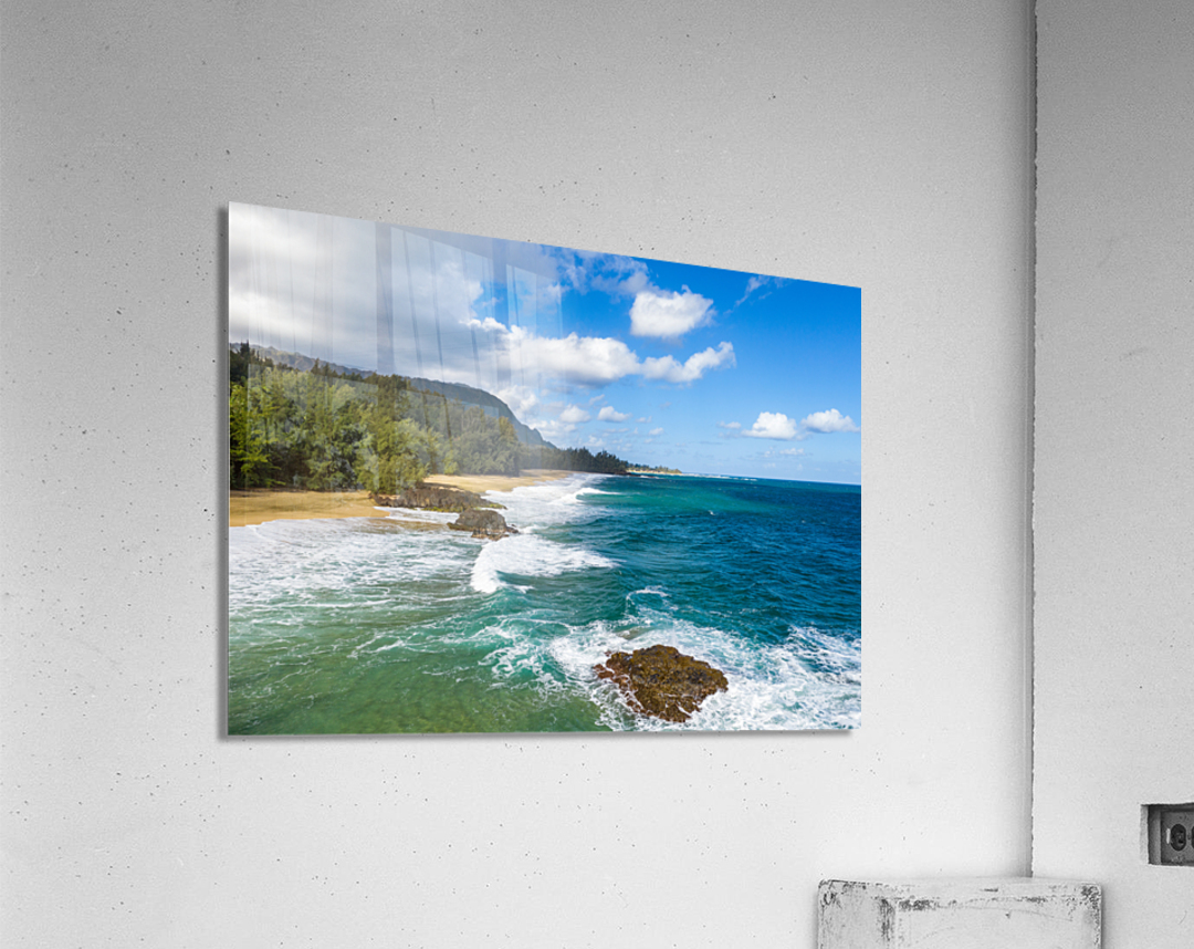 Aerial photo of Lumahai Beach on the north shore of Kauai Acrylic Print