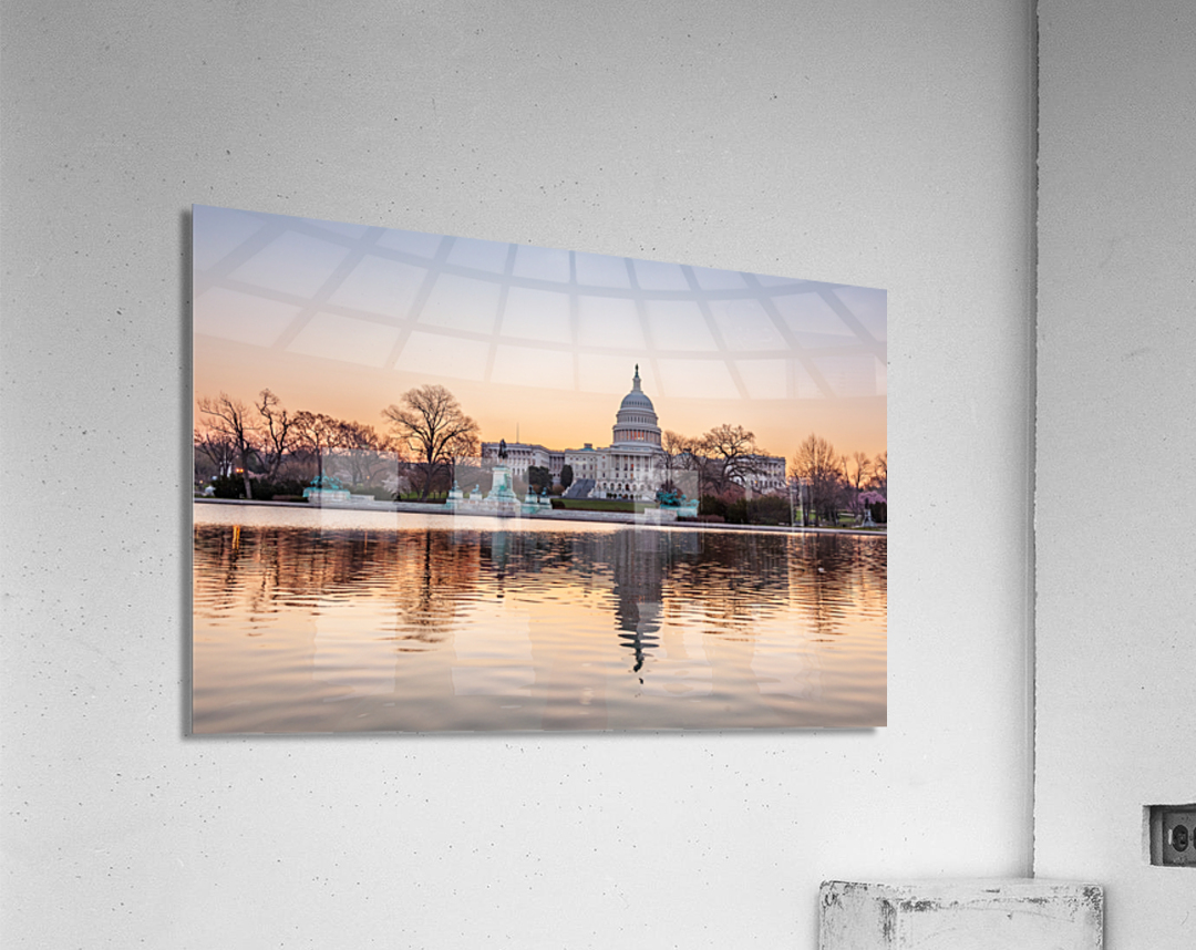 Dawn behind the dome of the Capitol in DC Impression acrylique
