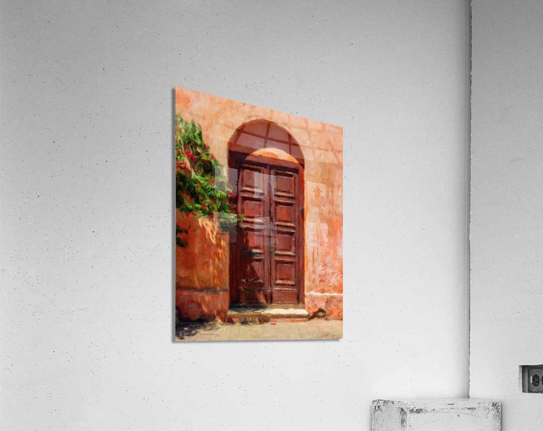 Oil painting of old door in Colonia del Sacramento Acrylic Print