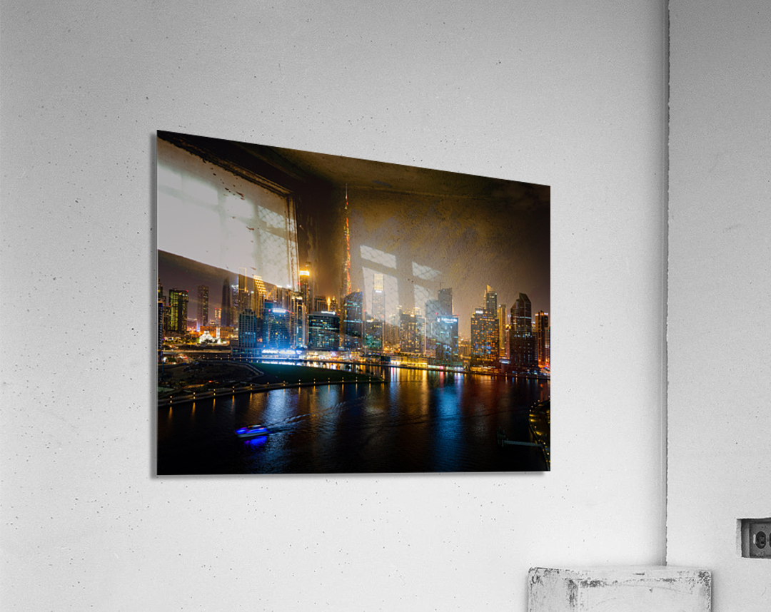 Offices and apartments of Dubai Business Bay with district behin Impression acrylique