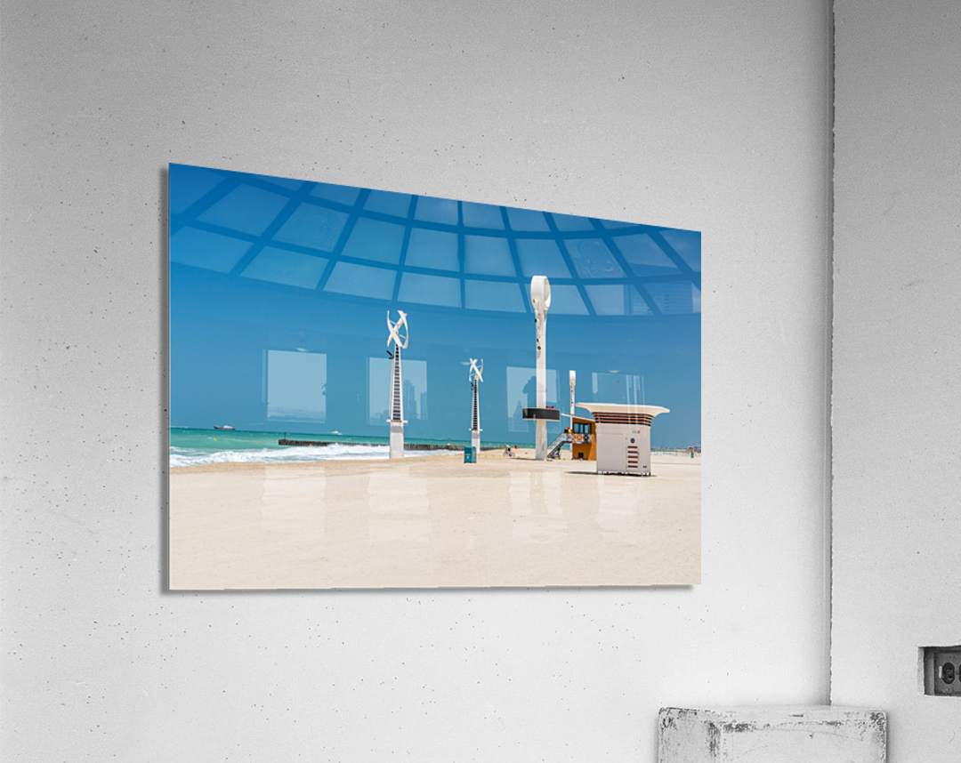 Floodlights for night swimming at Jumeira Wild Beach in Dubai Acrylic Print