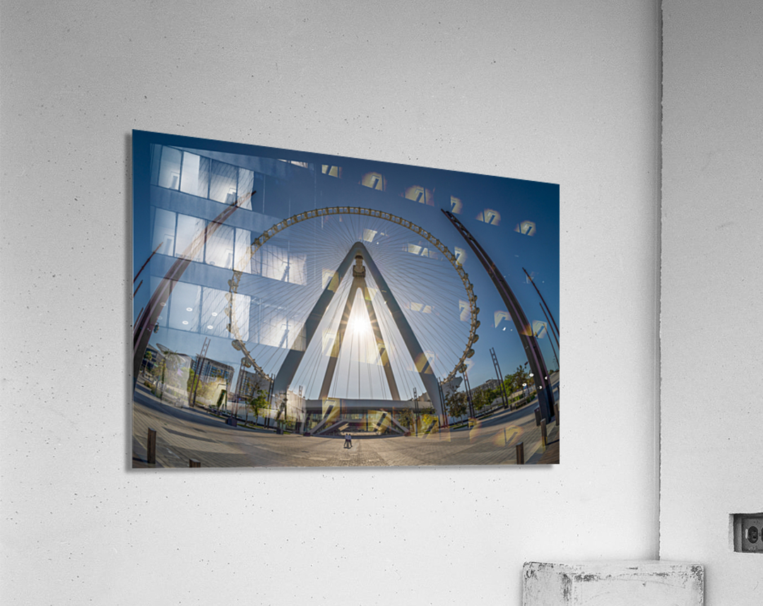 Fisheye view of Ain Dubai observation wheel on Bluewaters Island Acrylic Print