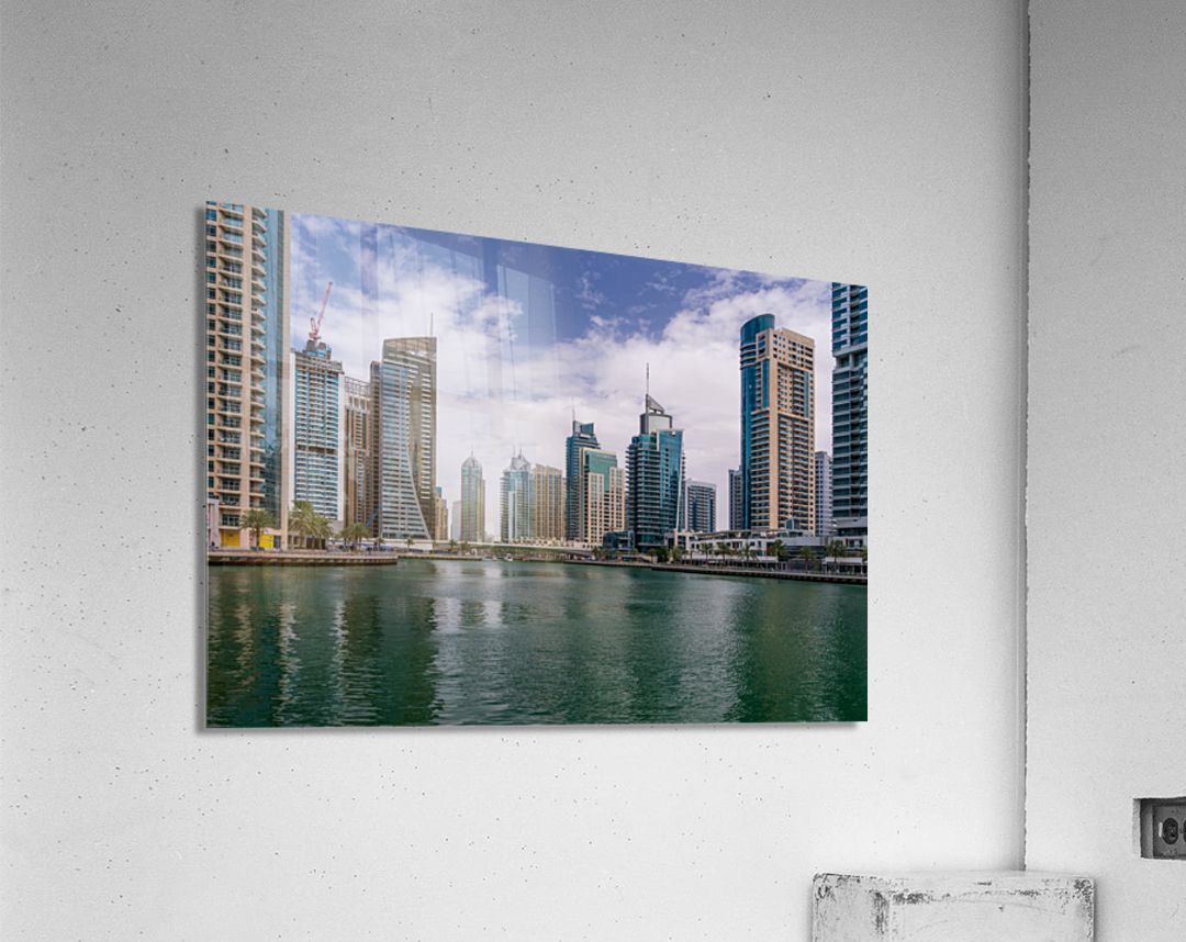 Modern buildings crowd the waterfront at Dubai Marina UAE Acrylic Print