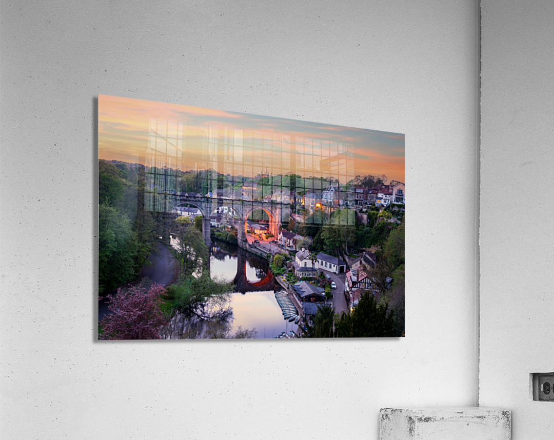 Old stone railway viaduct over River Nidd in Knaresborough Acrylic Print