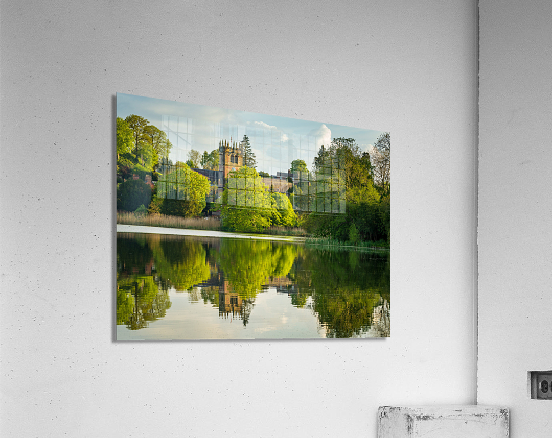 View across the Mere to the town of Ellesmere in Shropshire Acrylic Print