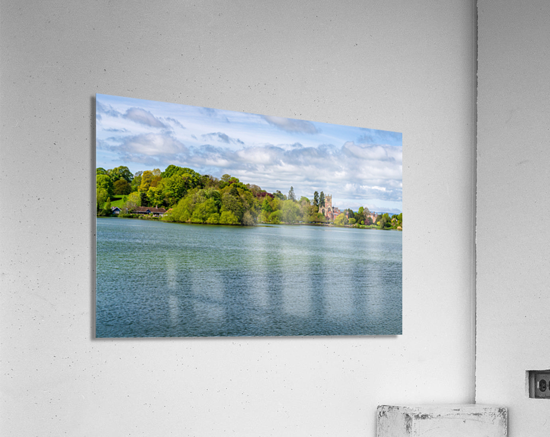 View across the Mere to the town of Ellesmere in Shropshire Acrylic Print