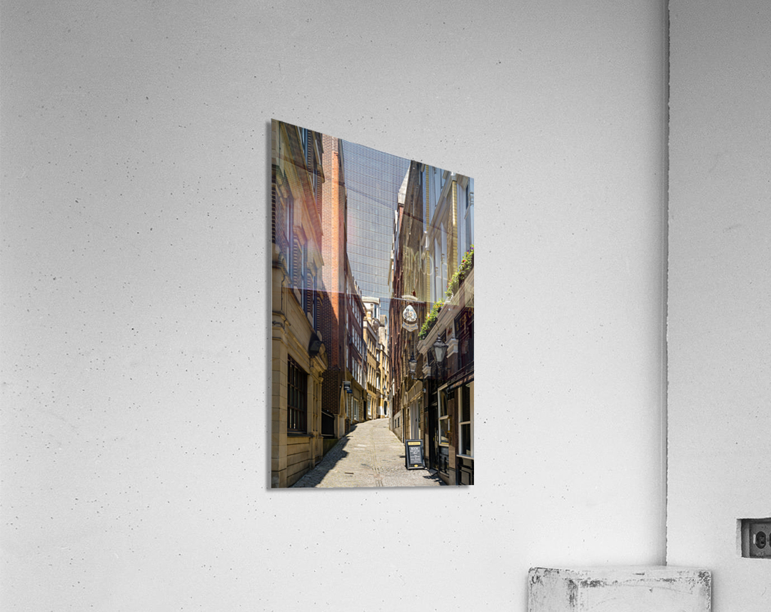 Lovat Lane in the City of London with skyscrapers filling sky Acrylic Print
