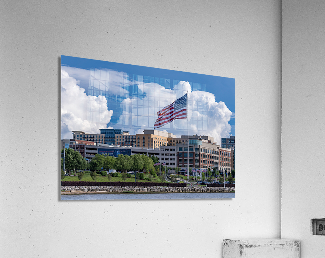 USA Flag flying at National Harbor in Maryland near Washington D Acrylic Print