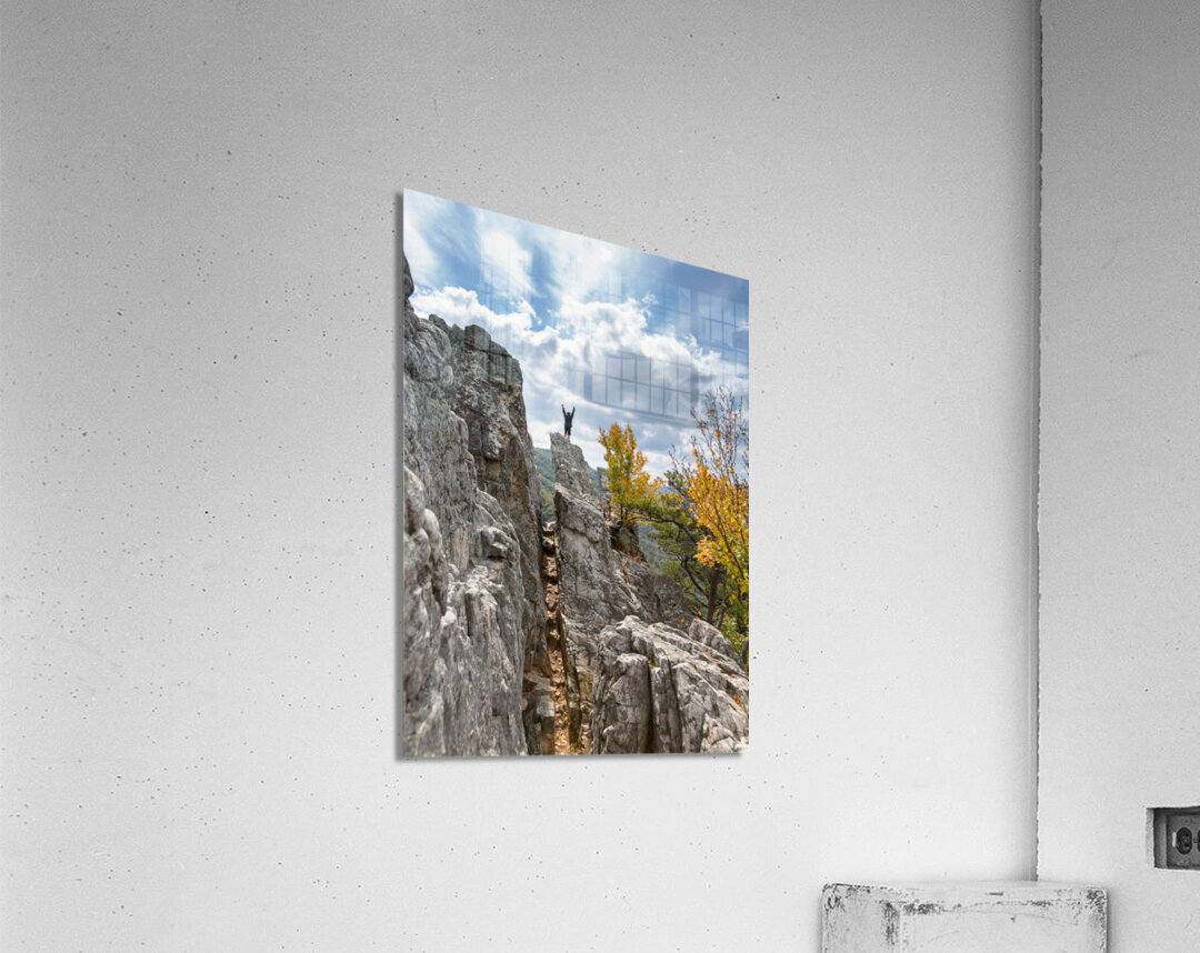 Climber on top of Seneca Rocks Acrylic Print