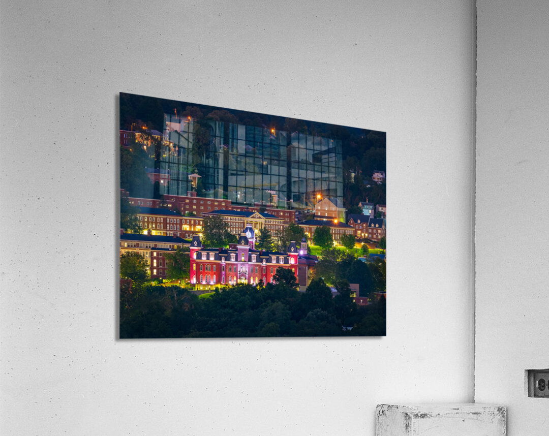 Downtown campus of West Virginia university at nightfall Impression acrylique