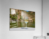 Glass of white wine by Douro river in Portugal  Acrylic Print