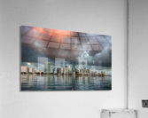 Dawn view of Miami Skyline reflected in water  Impression acrylique