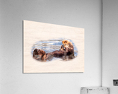 Digital watercolor of Sea Otter floating in the sea  Impression acrylique